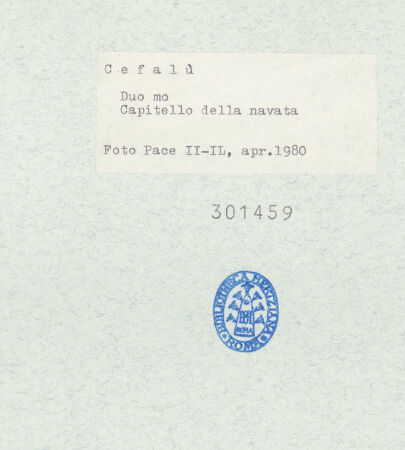 Rückseite von Pace, Valentino [https://www.deutsche-digitale-bibliothek.de/content/lizenzen/rv-ez/] Kapitelle des TriumphbogensSüdkapitelle - Ansicht von Norden, bh301459_recto. Foto: Pace, Valentino.