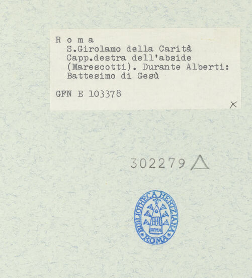 Rückseite von ICCD [https://www.deutsche-digitale-bibliothek.de/content/lizenzen/rv-ez/] Ikonografie der Cappella MarescottiTaufe Christi - , bh302279_recto. Foto.