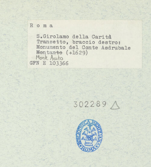 Rückseite von ICCD [https://www.deutsche-digitale-bibliothek.de/content/lizenzen/rv-ez/] Grabmal des Conte Asdrubale Monte Acuto - , bh302289_recto. Foto.