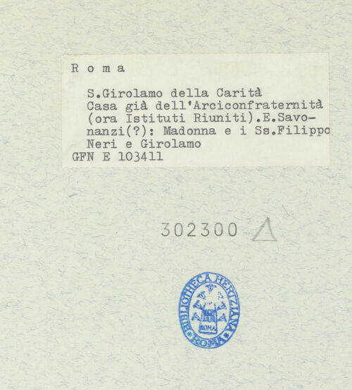 Rückseite von ICCD [https://www.deutsche-digitale-bibliothek.de/content/lizenzen/rv-ez/] Madonna mit den Heiligen Filippo Neri und Hieronymus - , bh302300_recto. Foto.