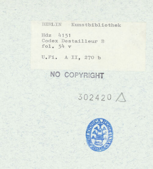 Rückseite von Bibliotheca Hertziana [https://www.deutsche-digitale-bibliothek.de/content/lizenzen/rv-ez/] Codex Destailleur DTitus-Bogen: Teilwiedergabe der Inschrift - , bh302420_recto. Foto.