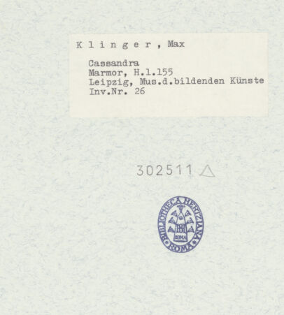 Rückseite von Museum der bildenden Künste [https://www.deutsche-digitale-bibliothek.de/content/lizenzen/rv-fz/] Cassandra - , bh302511_recto. Foto.