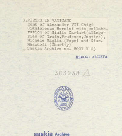 Rückseite von Bibliotheca Hertziana [https://www.deutsche-digitale-bibliothek.de/content/lizenzen/rv-fz/] Grabmal von Papst Alexander VII. Chigi - Gesamtaufnahme, bh303938_recto. Foto: Wiedenhoeft, Ron.