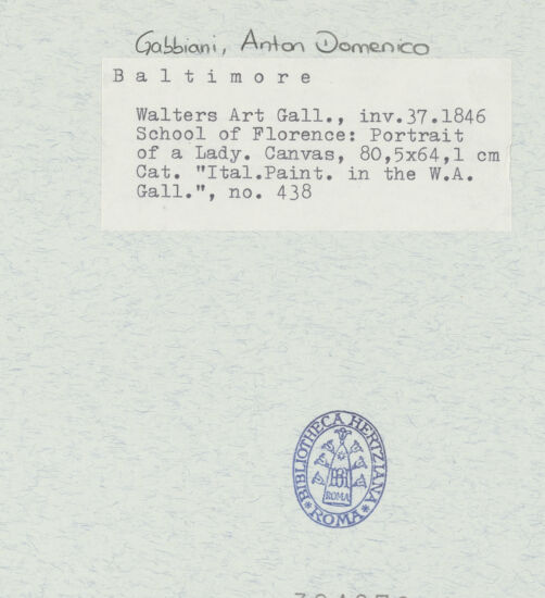 Rückseite von Walters Art Gallery Baltimore [https://www.deutsche-digitale-bibliothek.de/content/lizenzen/rv-ez/] Portrait einer Dame - , bh304878_recto. Foto.
