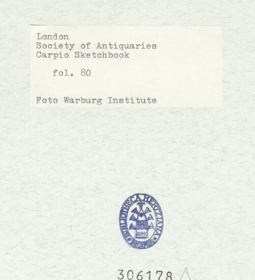 Rückseite von Warburg Institute [https://www.deutsche-digitale-bibliothek.de/content/lizenzen/rv-ez/] Album CarpioSkulptur des Herkules - , bh306178_recto. Foto.