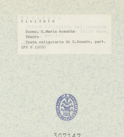 Rückseite von ICCD [https://www.deutsche-digitale-bibliothek.de/content/lizenzen/rv-ez/] Büstenreliquiar des heiligen Donatus von CividaleEmaille-Plaketten des Sockels (Bischöfe, Madonna, Apostel, Evangelisten und Johannes der Täufer) - Der heilige Johannes der Täufer, bh307147_recto. Foto.