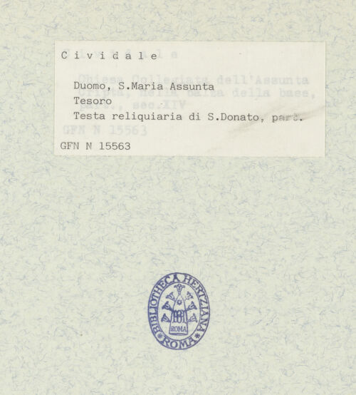 Rückseite von ICCD [https://www.deutsche-digitale-bibliothek.de/content/lizenzen/rv-ez/] Büstenreliquiar des heiligen Donatus von CividaleEmaille-Plaketten des Sockels (Bischöfe, Madonna, Apostel, Evangelisten und Johannes der Täufer) - Apostel oder Evangelist, bh307168_recto. Foto.