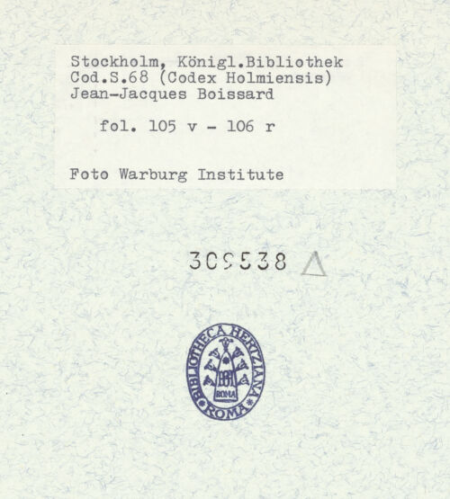 Rückseite von Warburg Institute [https://www.deutsche-digitale-bibliothek.de/content/lizenzen/rv-ez/] Inscriptionum antiquarum (Codex Holmiensis)Römische Inschriften; in Rom - , bh309538_recto. Foto.