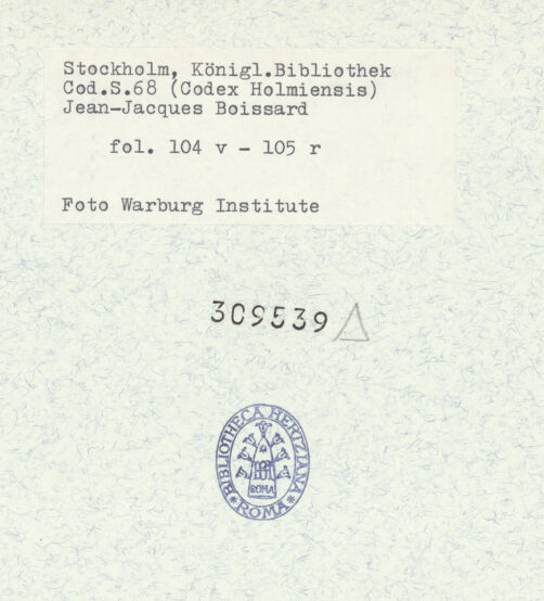 Rückseite von Warburg Institute [https://www.deutsche-digitale-bibliothek.de/content/lizenzen/rv-ez/] Inscriptionum antiquarum (Codex Holmiensis)Römische Inschriften; in Rom - , bh309539_recto. Foto.