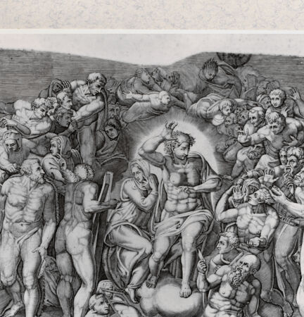 Rückseite von Bibliotheca Hertziana [http://creativecommons.org/publicdomain/mark/1.0/] Jüngstes Gericht in der Sixtinischen Kapelle, Detail (Sektion D) - , bh310202. Foto.