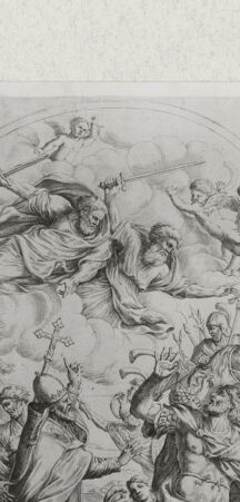 Rückseite von Landesbildstelle Rheinland [http://creativecommons.org/publicdomain/mark/1.0/] Leo bewegt Attila zur Umkehr (nach dem Relief in St. Peter, Rom) - , bh311780. Foto.