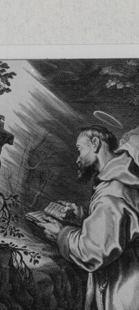 Rückseite von Landesbildstelle Rheinland [http://creativecommons.org/publicdomain/mark/1.0/] Franziskus in Gebet - , bh311839. Foto.