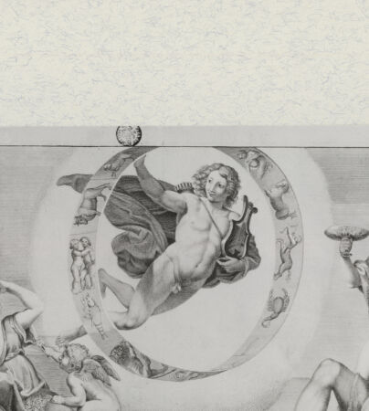 Rückseite von Landesbildstelle Rheinland [http://creativecommons.org/publicdomain/mark/1.0/] Fresko des Palazzo VerospiFliegender Apoll; Mittelbild des Freskos des Palazzo Verospi - , bh311979. Foto.