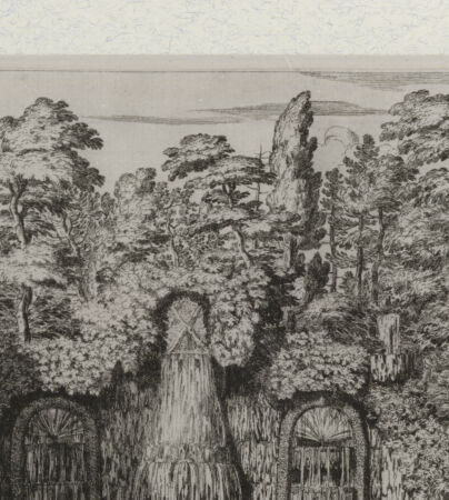 Rückseite von Landesbildstelle Rheinland [http://creativecommons.org/publicdomain/mark/1.0/] Villa Aldobrandina Tusculana sive Varij illius hortorum et fontium prospectusBrunnen in der Gartenanlage - , bh312029. Foto.