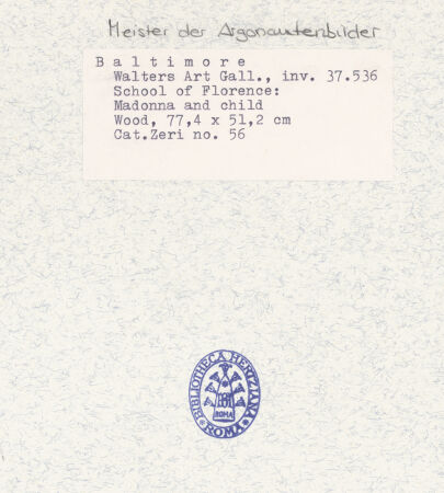Rückseite von Walters Art Gallery Baltimore [https://www.deutsche-digitale-bibliothek.de/content/lizenzen/rv-ez/] Madonna mit Kind - , bh313253_recto. Foto.