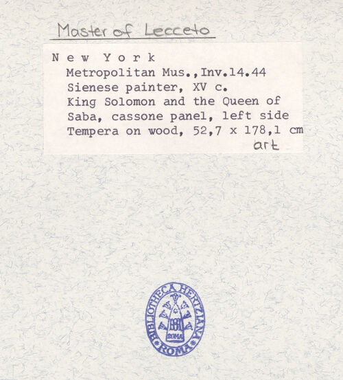 Rückseite von unbekannt [https://www.deutsche-digitale-bibliothek.de/content/lizenzen/rv-ez/] König Salomon und die Königin von Saba - Front, linker Teil, bh313638_recto. Foto.