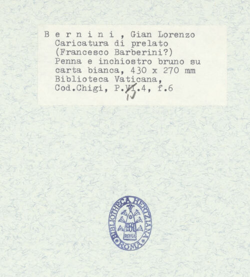 Rückseite von Biblioteca Apostolica Vaticana [https://www.deutsche-digitale-bibliothek.de/content/lizenzen/rv-ez/] Karikaturen diverser Edelmänner und PrälatenKarikatur eines Prälaten (Francesco Barberini?) - , bh314758_recto. Foto.