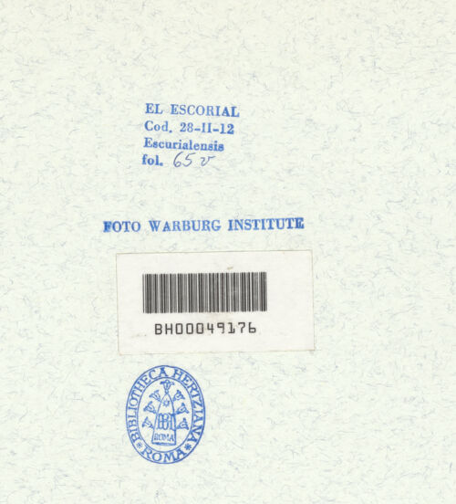 Rückseite von Warburg Institute [https://www.deutsche-digitale-bibliothek.de/content/lizenzen/rv-ez/] Codex EscurialensisVorderseite eines Sarkophags mit dem Untergang der Niobiden - , bh315330_recto. Foto.