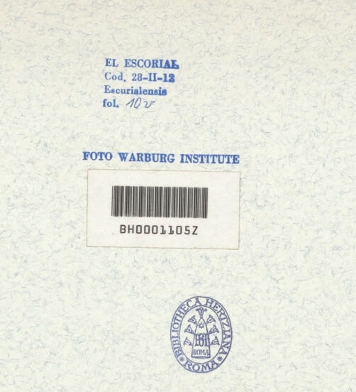 Rückseite von Warburg Institute [https://www.deutsche-digitale-bibliothek.de/content/lizenzen/rv-ez/] Codex EscurialensisDie Liebschaft von Ares und Aphrodite - , bh315416_recto. Foto.