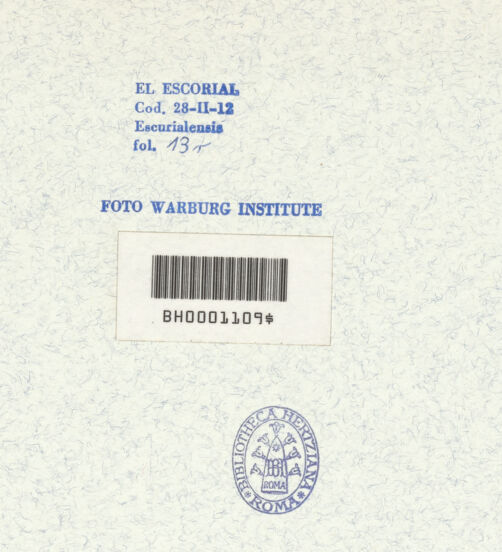 Rückseite von Warburg Institute [https://www.deutsche-digitale-bibliothek.de/content/lizenzen/rv-ez/] Codex EscurialensisGroteskendetails - , bh315430_recto. Foto.