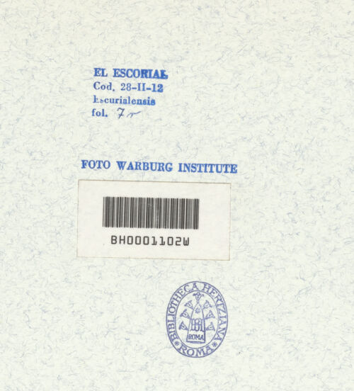 Rückseite von Warburg Institute [https://www.deutsche-digitale-bibliothek.de/content/lizenzen/rv-ez/] Codex EscurialensisInnenraum des Mausoleo di Santa Costanza - , bh315435_recto. Foto.