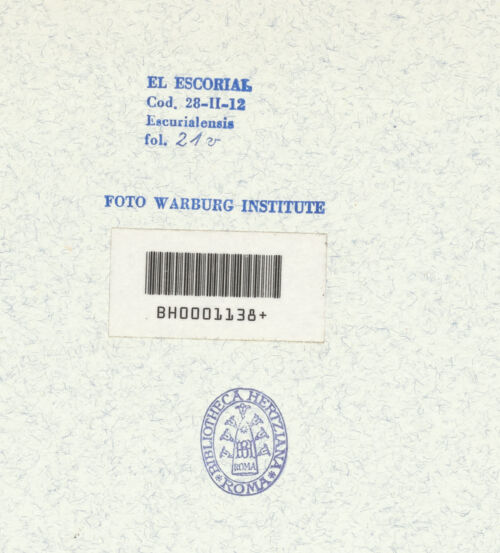 Rückseite von Warburg Institute [https://www.deutsche-digitale-bibliothek.de/content/lizenzen/rv-ez/] Codex EscurialensisKorinthisches Gebälk, Pilasterfüllung, zwei Friesornamente - , bh315437_recto. Foto.