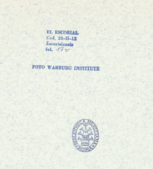 Rückseite von Warburg Institute [https://www.deutsche-digitale-bibliothek.de/content/lizenzen/rv-ez/] Codex EscurialensisSechs kandelaberartige Pilasterfüllungen aus einem Musterbuch - , bh315445_recto. Foto.