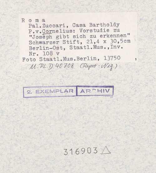 Rückseite von Staatliche Museen zu Berlin - Preußischer Kulturbesitz [https://www.deutsche-digitale-bibliothek.de/content/lizenzen/rv-ez/] Joseph gibt sich seinen Brüdern zu erkennen - , bh316903_recto. Foto.