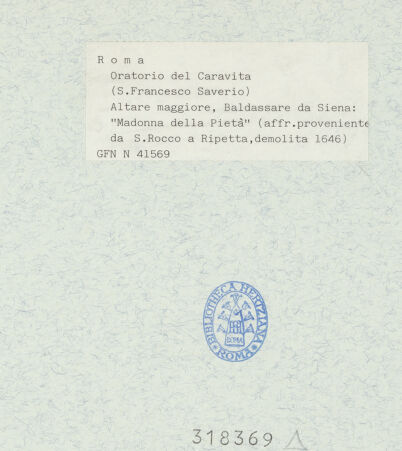 Rückseite von ICCD [https://www.deutsche-digitale-bibliothek.de/content/lizenzen/rv-ez/] Madonna della Pietà - , bh318369_recto. Foto.