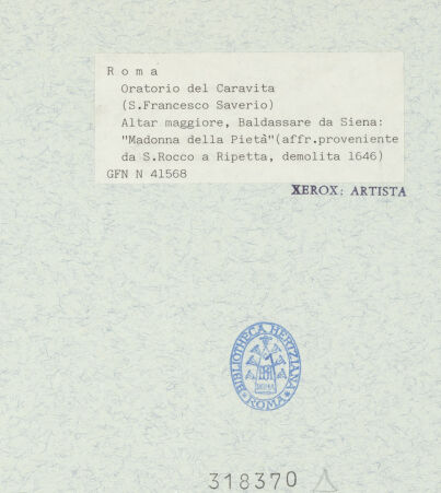 Rückseite von ICCD [https://www.deutsche-digitale-bibliothek.de/content/lizenzen/rv-ez/] Madonna della Pietà - , bh318370_recto. Foto.