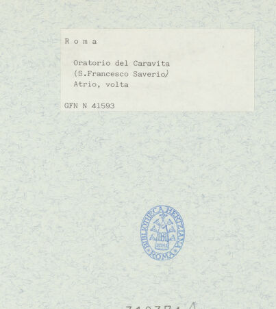 Rückseite von ICCD [https://www.deutsche-digitale-bibliothek.de/content/lizenzen/rv-ez/] Szenen aus der Vita des heiligen Franz Xaver; Propheten und Sibyllen - Ausschnitt, bh318374_recto. Foto.