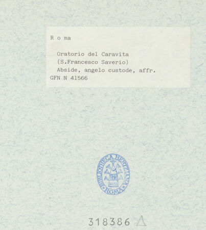 Rückseite von ICCD [https://www.deutsche-digitale-bibliothek.de/content/lizenzen/rv-ez/] Decke im Inneren des Oratoriums: Szenen aus der Vita des heiligen Franz Xaver; Engel - Apsiskalotte: Engel, bh318386_recto. Foto.