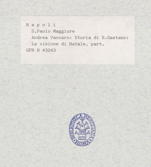 Rückseite von ICCD [https://www.deutsche-digitale-bibliothek.de/content/lizenzen/rv-ez/] Szenen aus dem Leben des heiligen GaetanoDem heiligen Kajetan erscheint das Jesuskind - Detail: Engel, bh318733_recto. Foto.