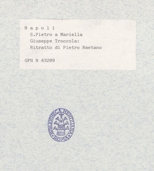 Rückseite von ICCD [https://www.deutsche-digitale-bibliothek.de/content/lizenzen/rv-ez/] Porträt des Pietro Raetano - Gesamtansicht, bh318745_recto. Foto.