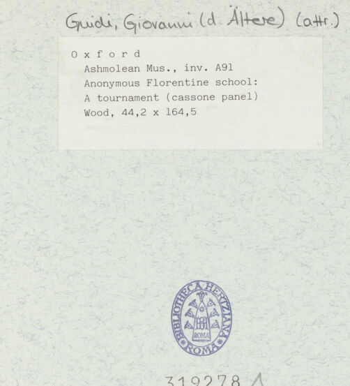 Rückseite von Ashmolean Museum, Oxford [https://www.deutsche-digitale-bibliothek.de/content/lizenzen/rv-ez/] Ein Tunier - , bh319278_recto. Foto.