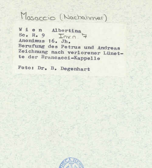 Rückseite von Albertina [https://www.deutsche-digitale-bibliothek.de/content/lizenzen/rv-ez/] Die Berufung des Petrus, Andreas' und der Söhne Zebedäi - , bh319764_recto. Foto.