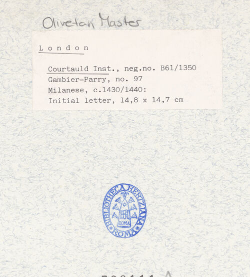 Rückseite von Courtauld Institute [https://www.deutsche-digitale-bibliothek.de/content/lizenzen/rv-ez/] Initiale - , bh320111_recto. Foto.