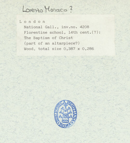 Rückseite von National Gallery London [https://www.deutsche-digitale-bibliothek.de/content/lizenzen/rv-ez/] Die Taufe Christi - , bh320827_recto. Foto.