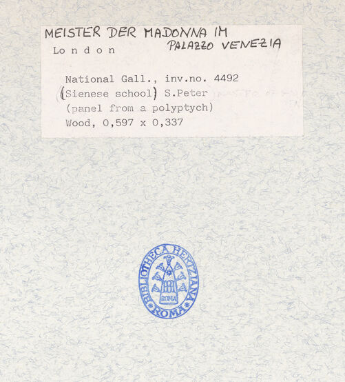 Rückseite von National Gallery London [https://rightsstatements.org/page/CNE/1.0/] Altarpiece PanelsDer heilige Petrus - , bh320873_recto. Foto.