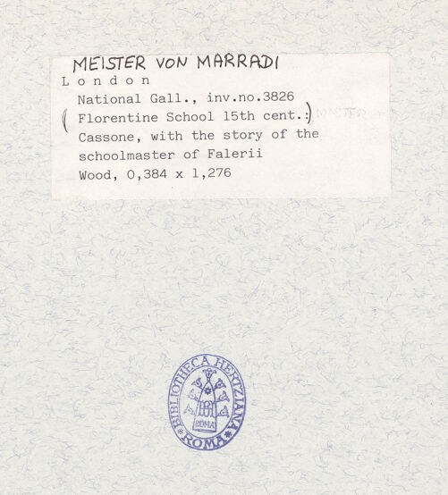 Rückseite von National Gallery London [https://www.deutsche-digitale-bibliothek.de/content/lizenzen/rv-ez/] Cassone with the story of the schoolmaster of Falerii - , bh320964_recto. Foto.