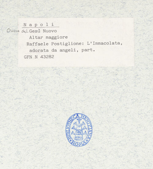 Rückseite von ICCD [https://www.deutsche-digitale-bibliothek.de/content/lizenzen/rv-ez/] HauptaltarMaria Immaculata - Schlange und Engel, bh321110_recto. Foto.