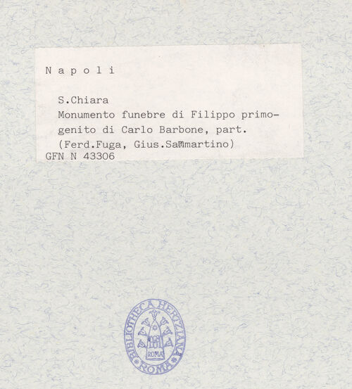 Rückseite von ICCD [https://www.deutsche-digitale-bibliothek.de/content/lizenzen/rv-ez/] Grabmal des Filippo di Borbone - Detail: Putto (links), bh321137_recto. Foto.