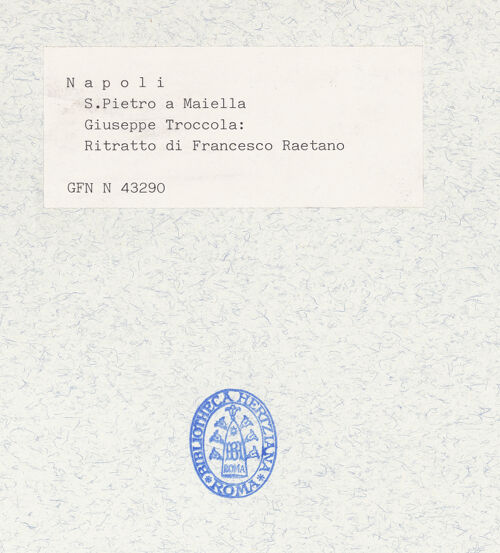 Rückseite von ICCD [https://www.deutsche-digitale-bibliothek.de/content/lizenzen/rv-ez/] Porträt des Francesco Raetano - Gesamtansicht, bh321148_recto. Foto.