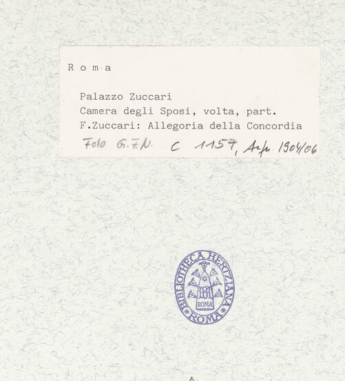 Rückseite von ICCD [https://www.deutsche-digitale-bibliothek.de/content/lizenzen/rv-ez/] Allegorie der EheConcordia - , bh321378_recto. Foto.