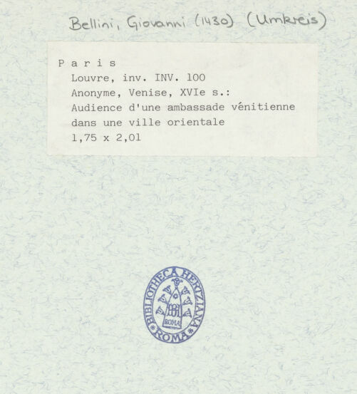 Rückseite von Réunion des Musées Nationaux [https://www.deutsche-digitale-bibliothek.de/content/lizenzen/rv-ez/] Einzug einer venezianischen Delegation in Damaskus um 1511 - , bh321836_recto. Foto.