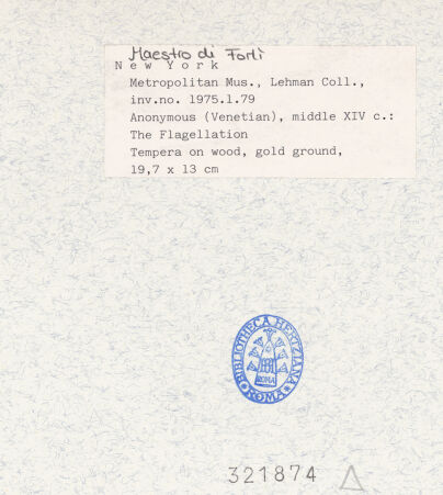 Rückseite von Metropolitan Museum of Art, New York [https://www.deutsche-digitale-bibliothek.de/content/lizenzen/rv-ez/] Die Geißelung Christi - , bh321874_recto. Foto.