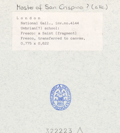 Rückseite von National Gallery London [https://www.deutsche-digitale-bibliothek.de/content/lizenzen/rv-ez/] Ein Heiliger - , bh322223_recto. Foto.