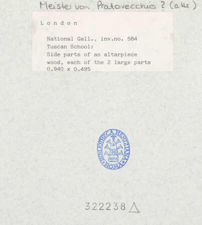 Rückseite von National Gallery London [https://www.deutsche-digitale-bibliothek.de/content/lizenzen/rv-ez/] Teil des Pratovecchio-Altars - , bh322238_recto. Foto.