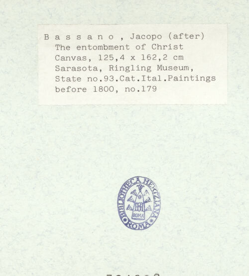 Rückseite von The John and Mable Ringling Museum of Art, Sarasota [https://www.deutsche-digitale-bibliothek.de/content/lizenzen/rv-ez/] Grablegung Christi - , bh324920_recto. Foto.