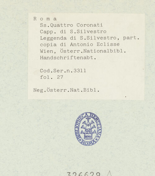 Rückseite von Österreichische Nationalbibliothek Wien [https://www.deutsche-digitale-bibliothek.de/content/lizenzen/rv-ez/] Pitture copiate l'anno 1637 da Antonio Eclisse, custode delle Pitture delle Camere Papali di Rafaello d'Urbino, dalla Cappella antica, che stà avanti il Parlatorio delle Monache di Santi Quattro di Roma.Konstantin verkündet den Müttern, dass er nicht im Blut ihrer unschuldigen Kinder baden will, um vom Aussatz geheilt zu werden - Gesamtansicht Buchseite, bh326629_recto. Foto.